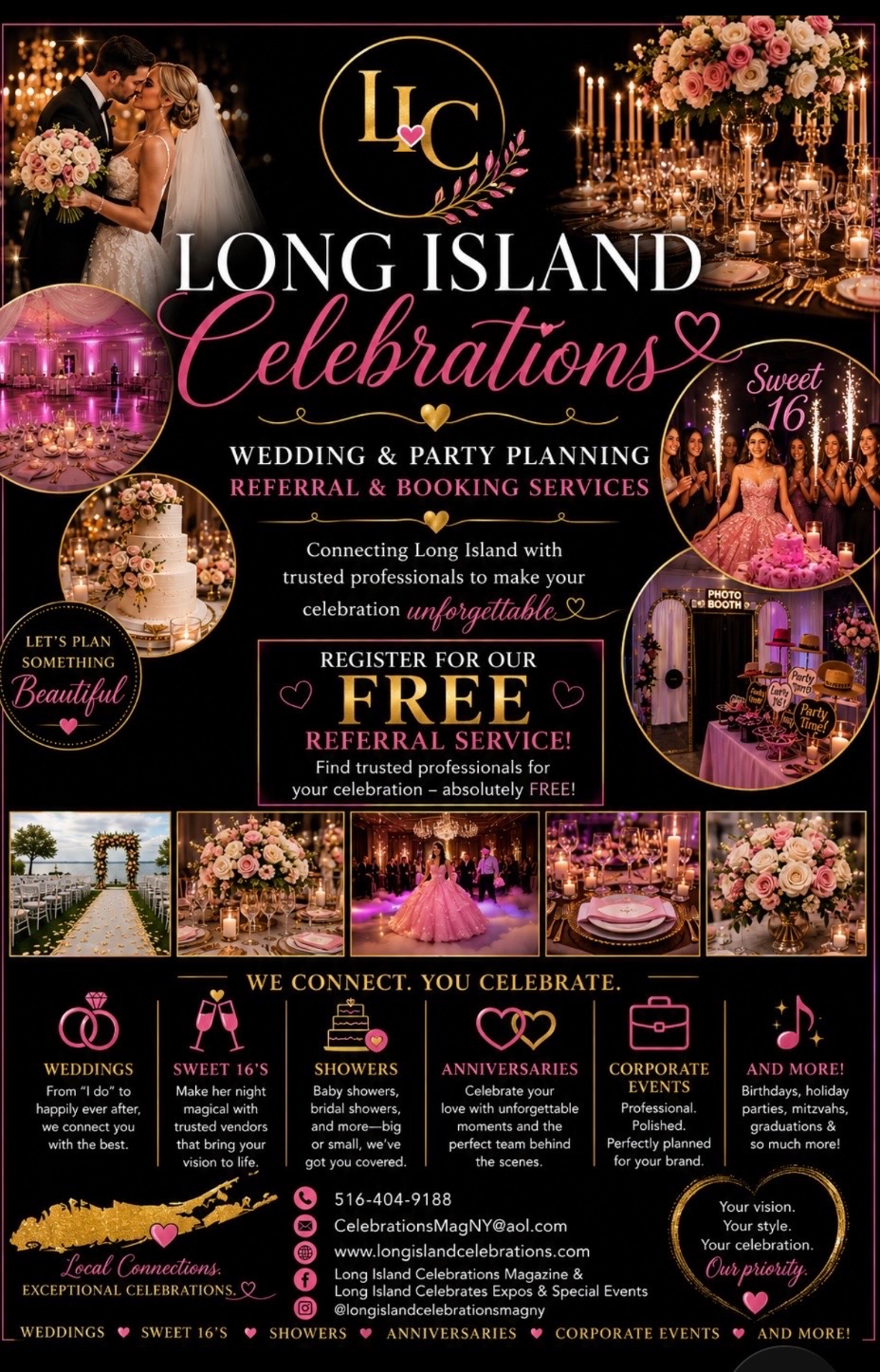 Long Island Celebrations free referral service flyer